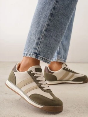 Zielone Sneakersy Ozdobione z Boku Paskami Ariene gowin