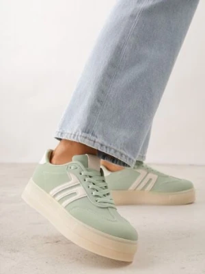 Zielone Sneakersy w Stylu Klasycznych Tenisówek na Grubej Podeszwie Yenoinne seastar
