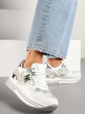 Biało-Zielone Sneakersy z Metaliczną Aplikacją Divisca renda