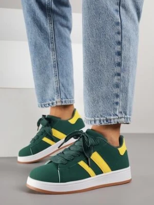Zielone Sneakersy z Ozdobnymi Naszywkami z Boku Galdexis mulanka