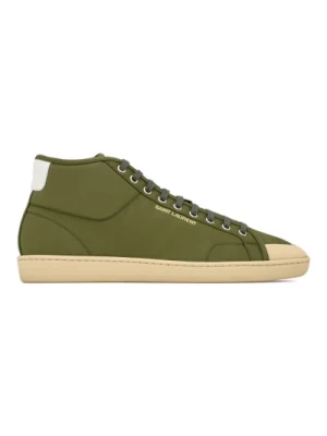 Zielone Sneakersy z Złotą Inskrypcją Saint Laurent