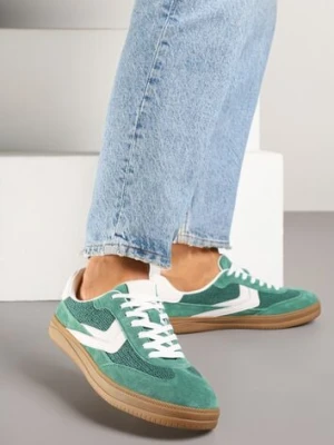 Zielone Sneakersy ze Skóry Naturalnej w Stylu Kultowych Tenisówek Faloretia goodin