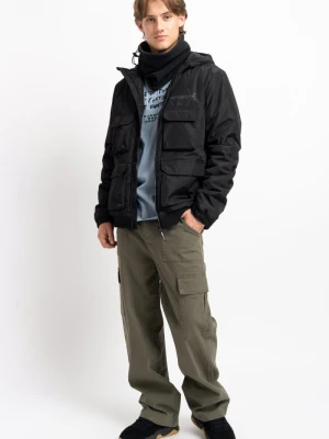 Zielone spodnie bawełniane z przestrzennymi kieszeniami Reporter