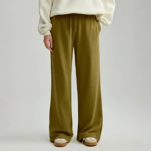 Zielone spodnie dresowe mid waist wide leg House