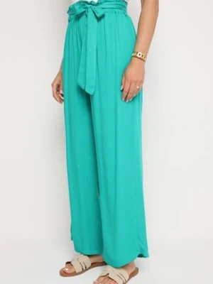 Zielone Spodnie Szerokie Pheriko rosa