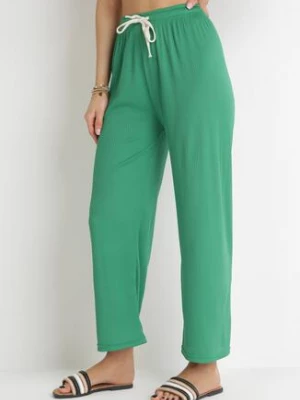 Zielone Spodnie z Gumką w Pasie i Sznurkiem Trivisa