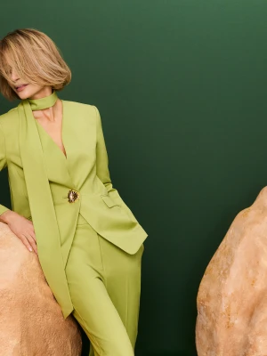 Zielone spodnie z szerokimi nogawkami TARANKO