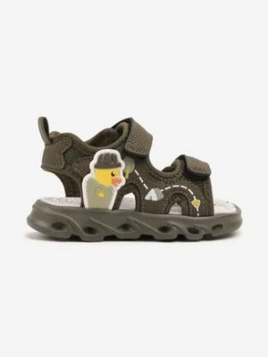 Zielone Sportowe Sandały ze Skórzaną Wkładką i Aplikacjami 3D Tialorise clibee