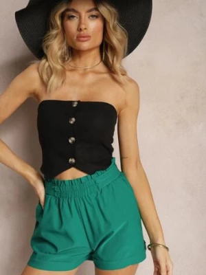 Zielone Szorty High Waist z Gumką w Pasie Kerpia h&s