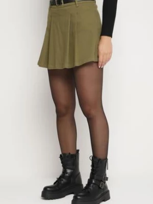 Zielone Szorty Jeansowe Imitujące Spódnicę Mini z Paskiem Arenie elsa.m by may
