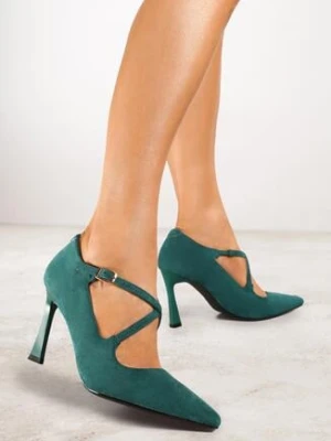 Zielone Szpilki Vices Ozdobione Paskami Tammirea