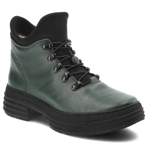 Zielone Trzewiki Wasak Ocieplane Obuwie Damskie Zamykane Na Zamek