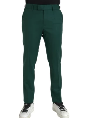 Zielone Włókno Slim Fit Chino Spodnie Dolce & Gabbana