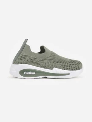 Zielone Wsuwane Buty Sportowe Sneakersy z Siateczkową Cholewką Oaradah modern world