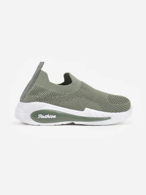 Zielone Wsuwane Buty Sportowe Sneakersy z Siateczkową Cholewką Oaradah Modern World