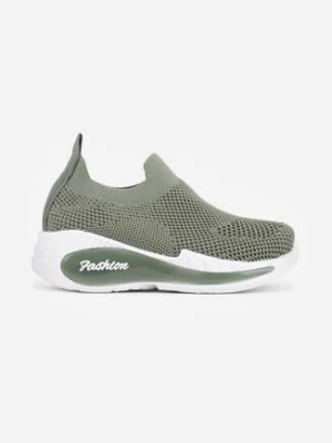 Zielone Wsuwane Buty Sportowe Sneakersy z Siateczkową Cholewką Phalisise modern world