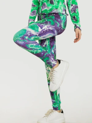Zielone wzorzyste legginsy Reporter