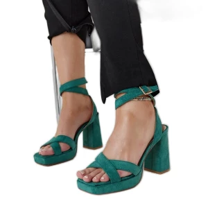 Zielone zamszowe sandały na słupku Salla Inna marka