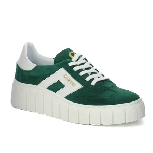 Zielone zamszowe sneakersy CARINII B10013-T75-L46-000-E68