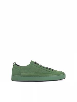 Zielone zamszowe sneakersy męskie w miejskim stylu Kazar
