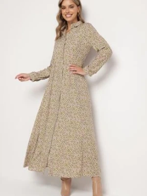 Zielono-Beżowa Sukienka Perippe rosa