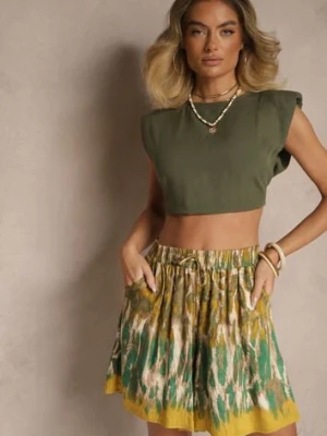 Zielono-Żółte Szorty z Wiskozy w Panterkę Divirella rosita