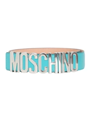 Zielony Aqua Unisex Pasek z Srebrnymi Literami Moschino