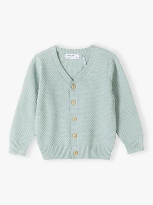 Zielony bawełniany sweter niemowlęcy zapinany na guziki 5.10.15.