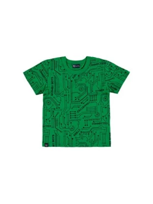 Zielony bawełniany t-shirt chłopięcy z nadrukiem Quimby
