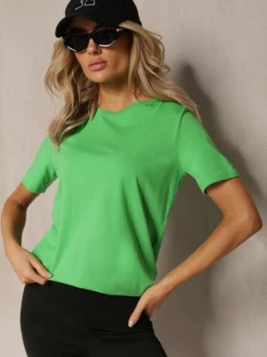 Zielony Bawełniany T-shirt o Klasycznym Kroju z Okrągłym Dekoltem Berdiana glo-story