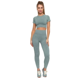 Zielony Damski Komplet Top + Legginsy Moraj