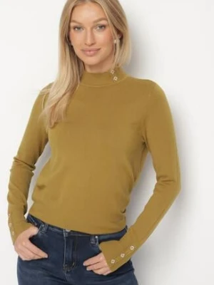 Zielony Dopasowany Golf z Aplikacjami przy Dekolcie i Rękawach Unella glo-story