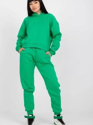 Zielony dresowy komplet basic z kapturem Ex Moda