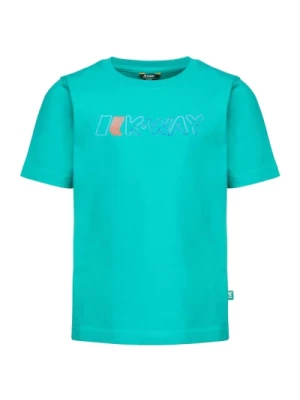 Zielony dziecięcy T-shirt z nadrukiem logo K-Way