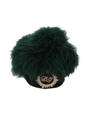 Zielony Kapelusz Cloche z Haftem Logo Dolce & Gabbana