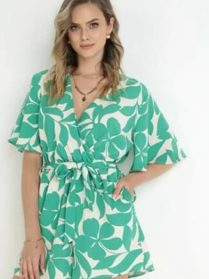 Zielony Kombinezon z Krótkimi Nogawkami i Wiązanym Paskiem Muana melya by melody