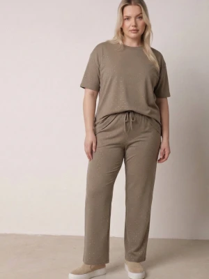 Zielony Komplet Bawełniany o Fasonie Oversize T-shirt i Spodnie Azilane Ab. Ambitonfly