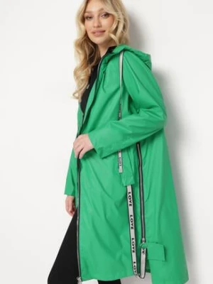 Zielony Płaszcz za Kolano z Kapturem Katine ann gissy