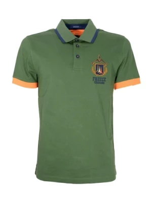 Zielony Polo Shirt z Kołnierzem Jacquard Aeronautica Militare