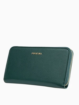 Zielony portfel damski z miejscem na telefon Puccini