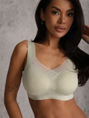 Zielony Sportowy Biustonosz z Usztywnieniem Ozdobiony Siateczkową Wstawką Edalissa love magnolia