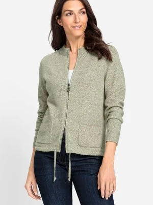 Zielony sweter damski Henny na suwak z wiskozą - Digital Garden Olsen