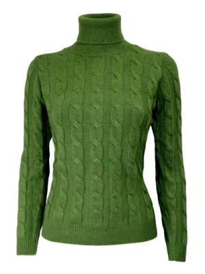 Zielony Sweter z Kaszmiru i Wełny z Plisą Cashmere Company