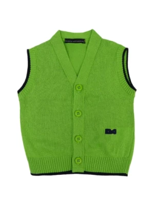 Zielony Sweter z Kontrastowymi Lamówkami Daniele Alessandrini