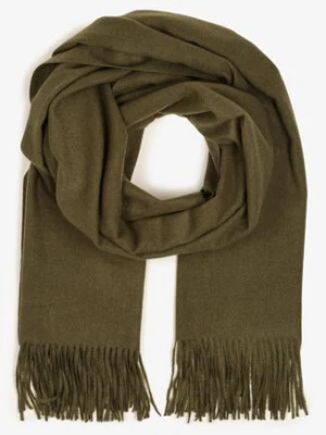 Zielony Szalik Długi z Frędzlami z Domieszką Wełny Torilisa