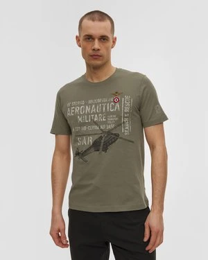 Zielony T-shirt Męski Aeronautica Militare