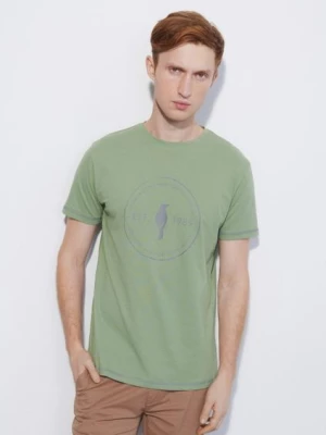 Zielony T-shirt męski z logo OCHNIK