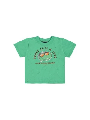 Zielony t-shirt niemowlęcy z Dinozaurem Quimby