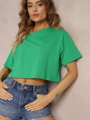 Zielony T-shirt o Fasonie Cropped Oversize Brighta glo-story