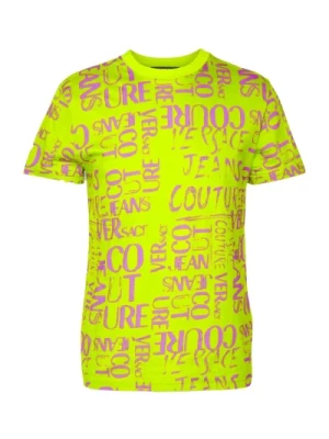 Zielony T-shirt z Logo Couture - Mężczyźni Versace Jeans Couture